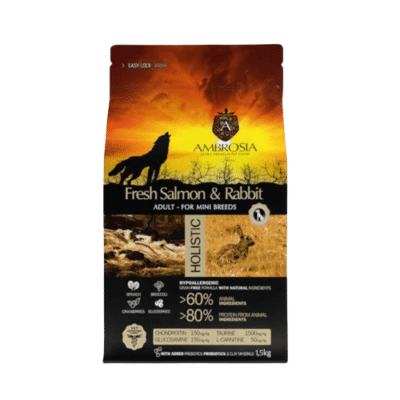 Ambrosia Grain Free Adult Mini Sensitive Fresh Salmon & Rabbit 1,5Kg