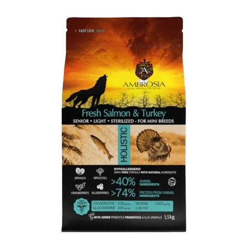Ambrosia Grain Free Adult Mini Sterilized Fresh Salmon & Turkey 5Kg