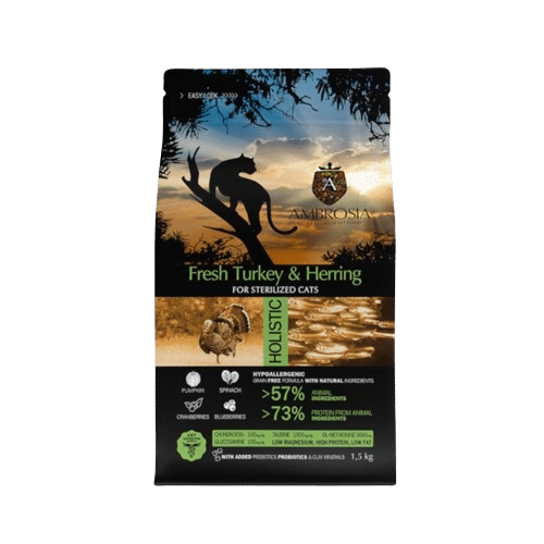 Ambrosia Grain Free Cat Adult Sterilized Fresh Turkey & Herring 1,5Kg