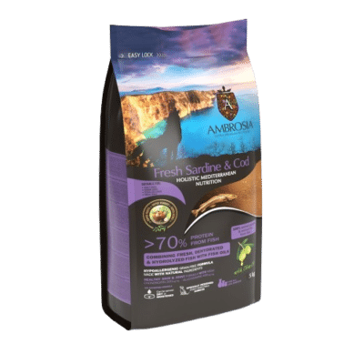 Ambrosia Mediterranean Diet Grain Free Senior Light & Sterilized Fresh Sardine & Cod 5kg