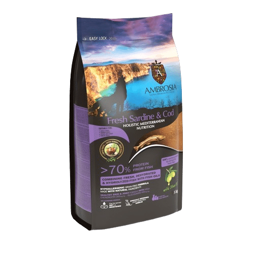 Ambrosia Mediterranean Diet Grain Free Senior Light & Sterilized Fresh Sardine & Cod 5kg