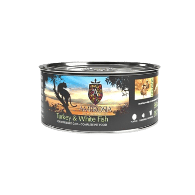 Ambrosia Grain Free Sterilised Light Cat Turkey & White Fish 150gr