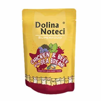 DOLINA SUPER FOOD CAT ADULT ΚΟΤΟΠΟΥΛΟ,ΒΟΔΙΝΟ & ΦΑΓΚΡΙ 85gr