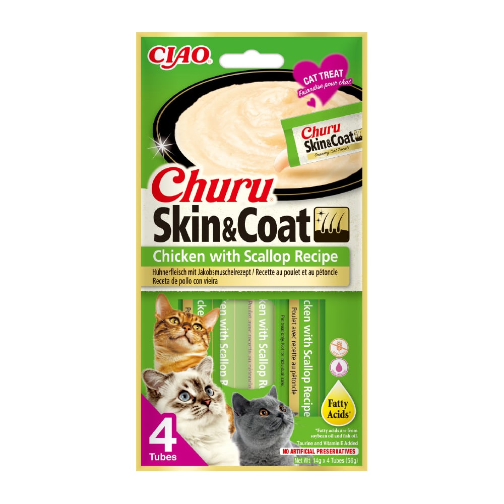 CHURU CAT SKIN & COAT CHICKEN & SCALLOP 56gr