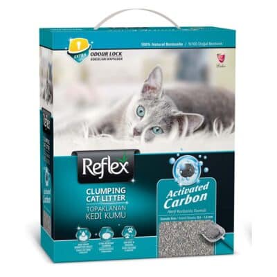 Reflex Clumping Cat Litter Bentonite Gray Activated Carbon 10L